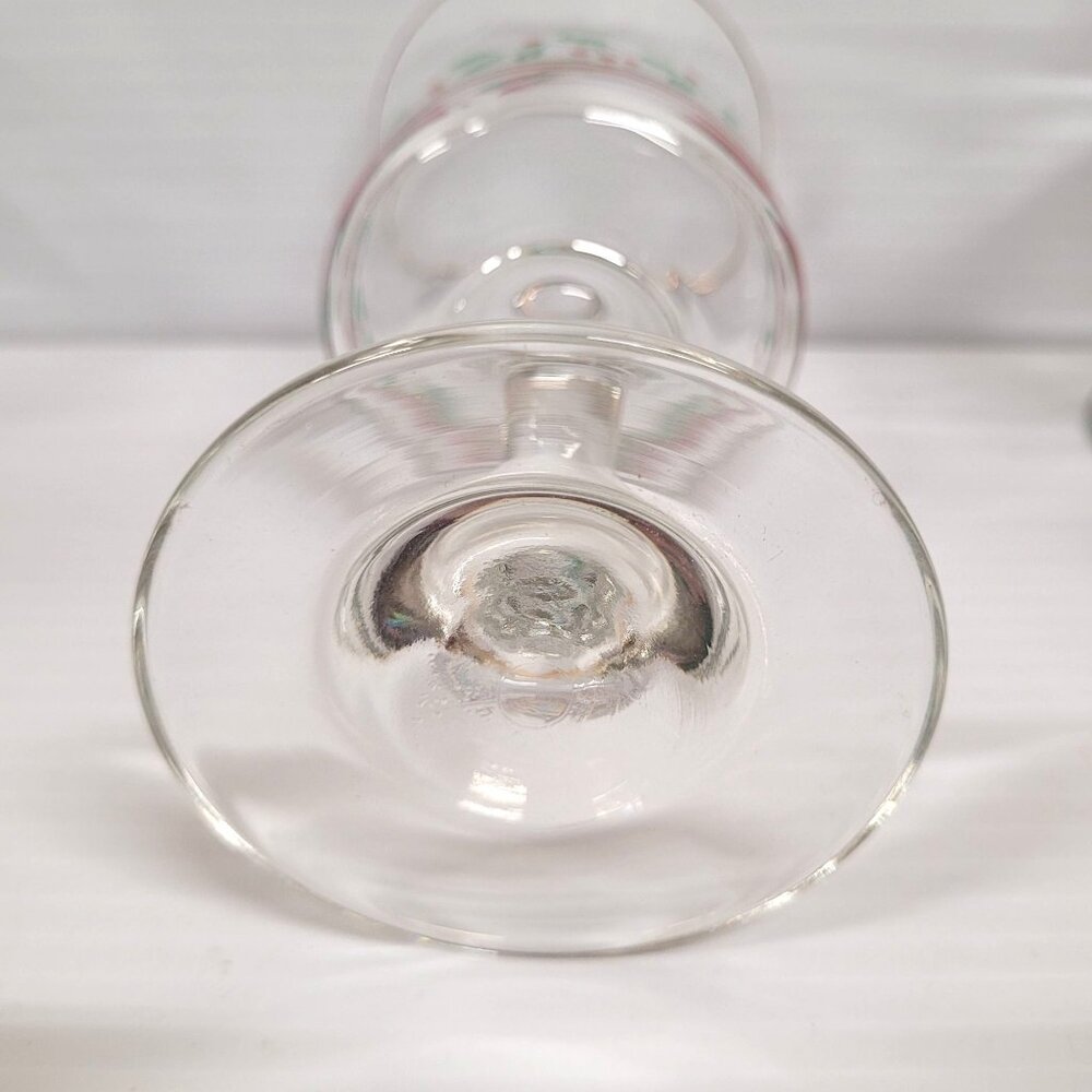 Libbey 1980s Set 6 Holly Berries Christmas Stemware Wine Glasses No Mark Vintage - Picture 7 of 7